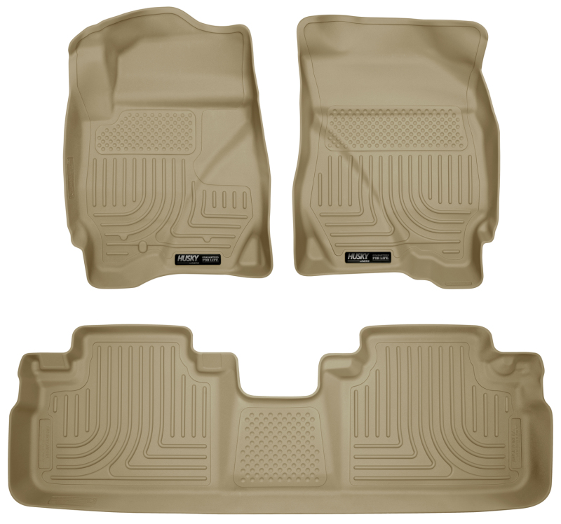 Mazda Tribute Floor Liners - Front + Rear - Husky Liners - WeatherBeater Combo - Tan - `09-`12